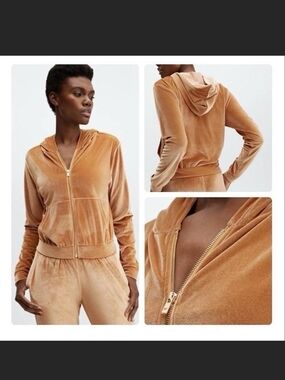 Fabletics Outfit-Velvet Zip Hoodie & Matching Bottoms- Light Honey Med/Lg